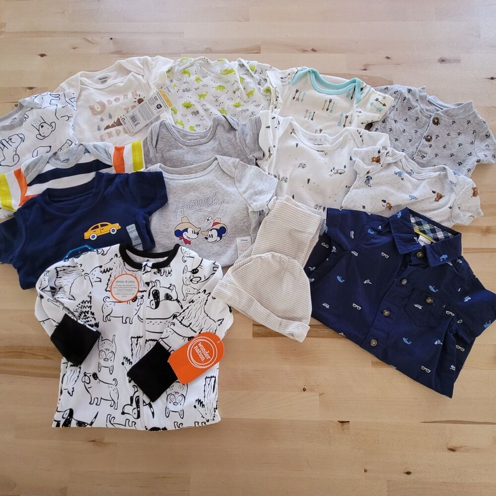 Baby Boy Clothing Lot 3m 3-6m Carter's NEW Spring Summer One Piece Pajamas Blue